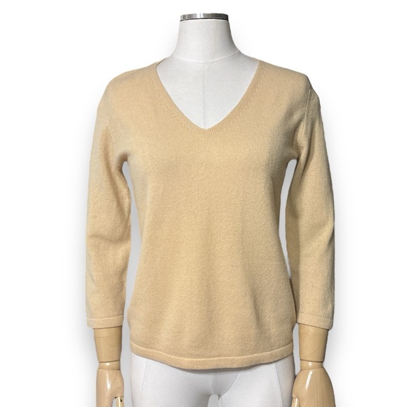 Magaschoni Sweaters - MAG by Magaschoni V-Neck 100% Cashmere 3/4 Sleeve Pullover Sweater Knit